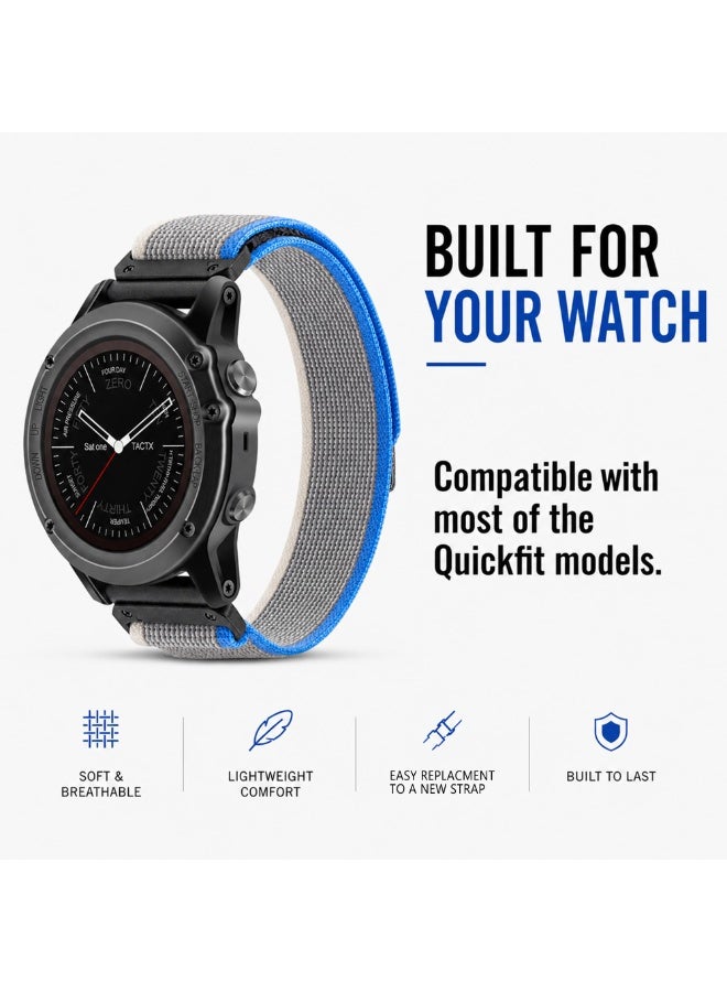 سوار ساعة رياضي 22 مم متوافق مع ساعات Garmin Fenix, Instinct, Forerunner, Descent, Epix Pro - نايلون منسوج ناعم - Image 4