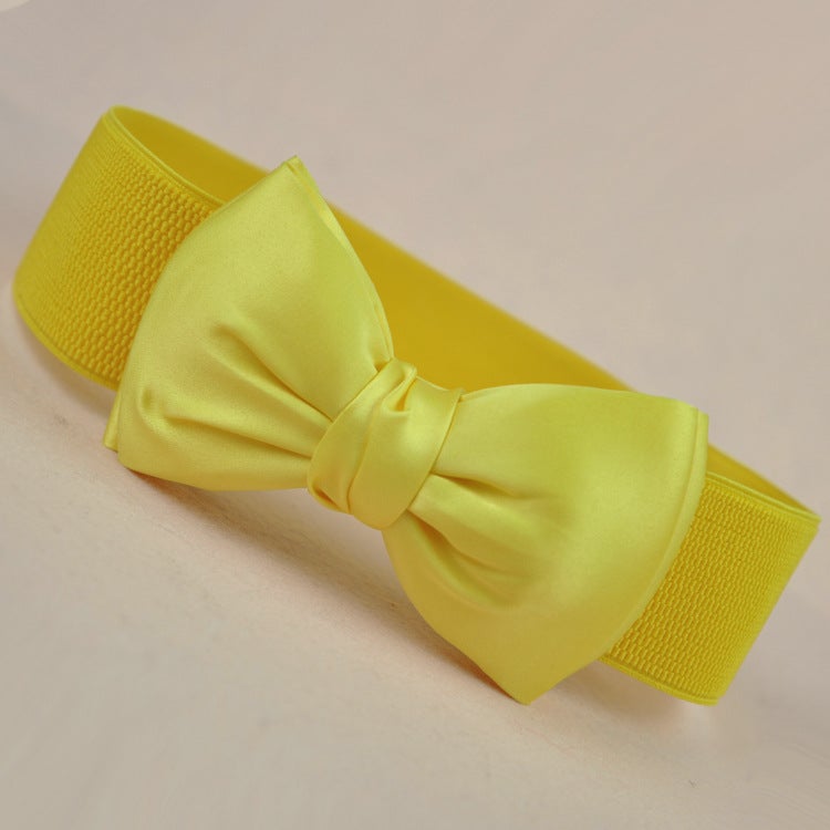 Korean Fashion Fabric Bow Belt for Women Yellow Yellow - Image 1