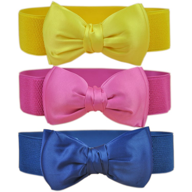 Korean Fashion Fabric Bow Belt for Women Yellow Yellow - Image 3