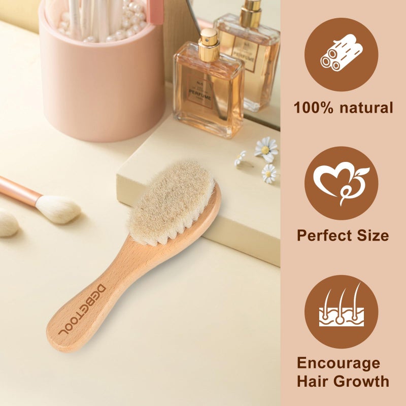 DEBETOOL Baby Hair Brush, 2 Packs - Natural Wooden Brush with Premium Goat Bristle, Ideal for Newborns & Toddlers, Promotes Healthy Hair Growth, Prevents Scalp Irritation, Off-white - Image 4