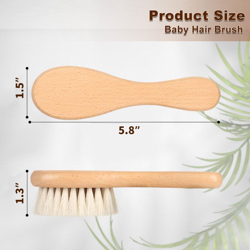 DEBETOOL Baby Hair Brush, 2 Packs - Natural Wooden Brush with Premium Goat Bristle, Ideal for Newborns & Toddlers, Promotes Healthy Hair Growth, Prevents Scalp Irritation, Off-white - Image 2