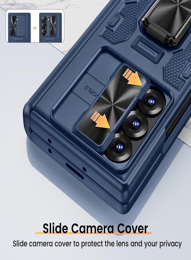 VEGO for Galaxy Z Fold 6 Case, with Built-in Privacy Screen Protector, Adjustable Magnetic Kickstand & Slide Camera Cover Full Body Drop Protection Case for Samsung Galaxy Z Fold 6 5G 2024-Blue - Image 5