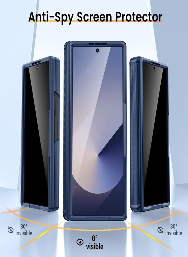 VEGO for Galaxy Z Fold 6 Case, with Built-in Privacy Screen Protector, Adjustable Magnetic Kickstand & Slide Camera Cover Full Body Drop Protection Case for Samsung Galaxy Z Fold 6 5G 2024-Blue - Image 3