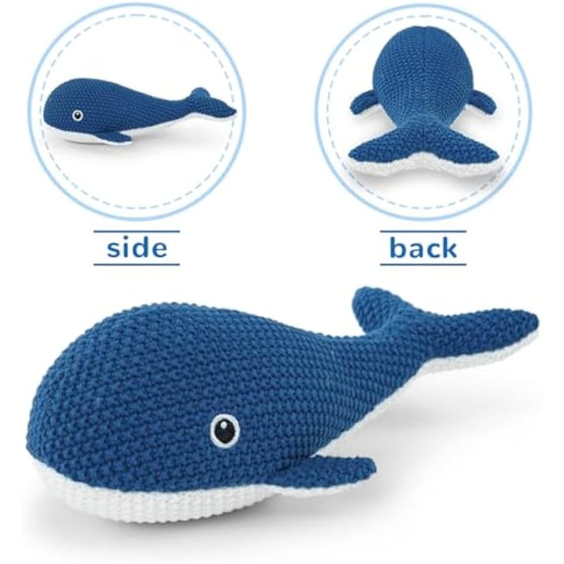 Stuffed Animal for Kids,8inch Ocean Toys Hand Knit Doll Baby Cute Doll Bed Time,Handmade Knit Whale Animal Toy Soft Cotton Knitted Animals Teddy Bear  Birthday Gifts (Whale) - Image 3