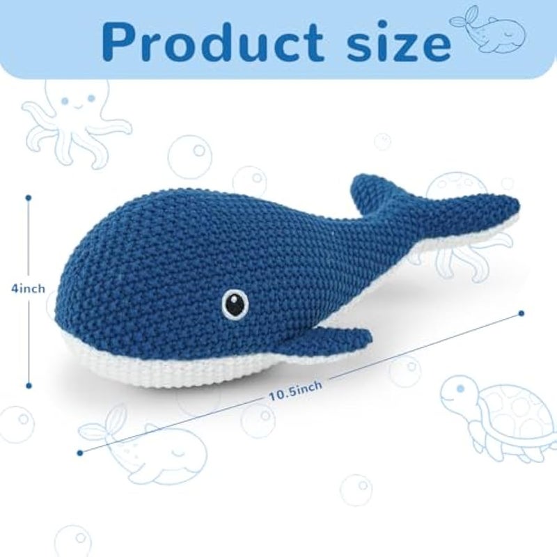 Stuffed Animal for Kids,8inch Ocean Toys Hand Knit Doll Baby Cute Doll Bed Time,Handmade Knit Whale Animal Toy Soft Cotton Knitted Animals Teddy Bear  Birthday Gifts (Whale) - Image 2
