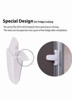 KASTWAVE 2 PCS Home Fridge Freezer Door Lock KASTWAVE Latch Catch Toddler Kids Child Refrigerator Cabinet Locks Baby Safety Child Lock Easy to Install and Use 3M Adhesive no Tools Need or Drill White  - Image 4
