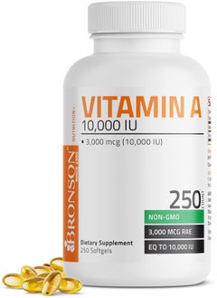 Bronson Vitamin A 10,000 Iu Premium Non-Gmo Formula, 250 Softgels  - Image 1