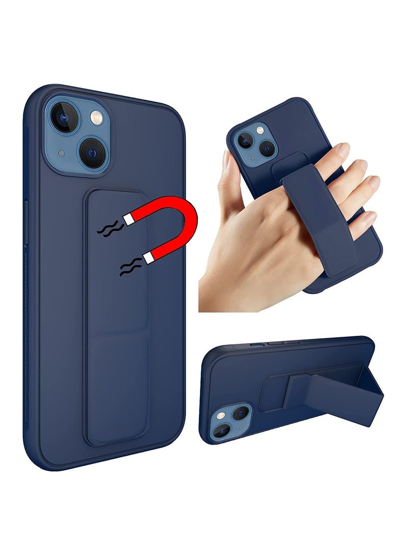 VITION Case Cover For iPhone 14 Plus Finger Grip Phone holder Case Car Magnetic Multi-function 3 in 1 Shockproof Back Cover Protective Case (iPhone 14 Plus Dark Blue) - Image 1