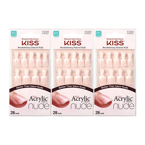 Kiss Salon Acrylic Nude French Nails 28 Count (Breathtaking) (3 Pack) - Image 1