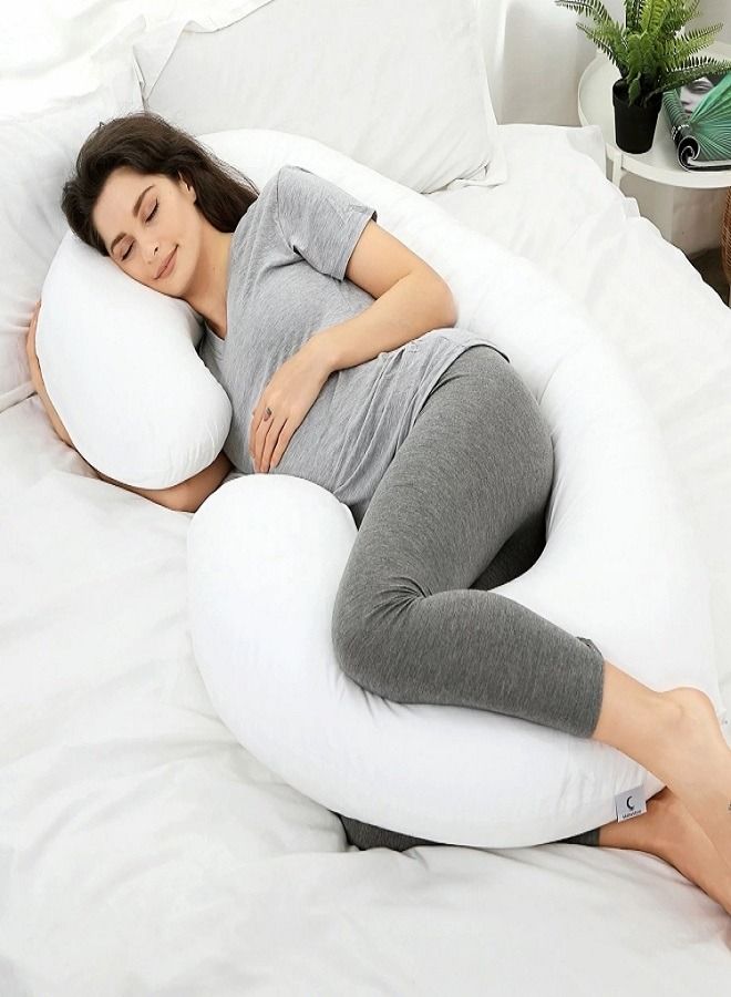 C Shape Comfortable Maternity Pillow Microfiber White - Image 1