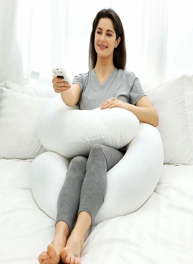 C Shape Comfortable Maternity Pillow Microfiber White - Image 5