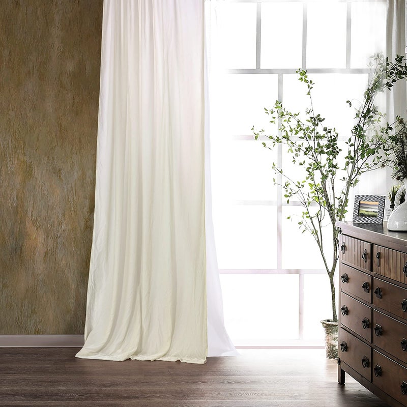 H HIEND ACCENTS HiEnd Accents Stella Faux Silk Velvet Window Curtains Rod Pocket Drapes 48x108 inch Stone Romantic Western Modern Traditional Style Bedroom 