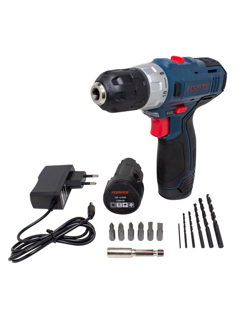 ROCKFORCE ROCKFOECE Battery-Powered Case 12 V, 550 rpm, 2 x 1300 mAh Li-Ion, Drill and Bits Set - Image 4