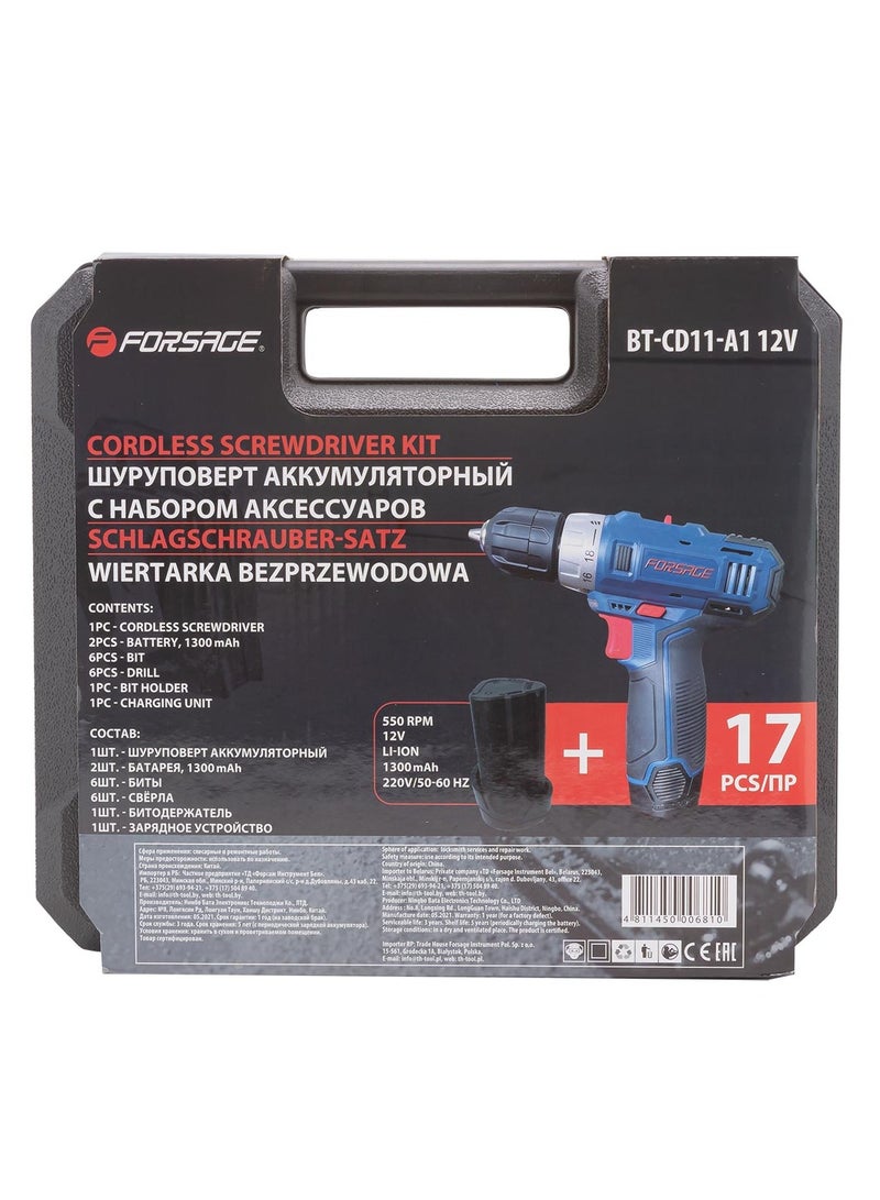ROCKFORCE ROCKFOECE Battery-Powered Case 12 V, 550 rpm, 2 x 1300 mAh Li-Ion, Drill and Bits Set - Image 3