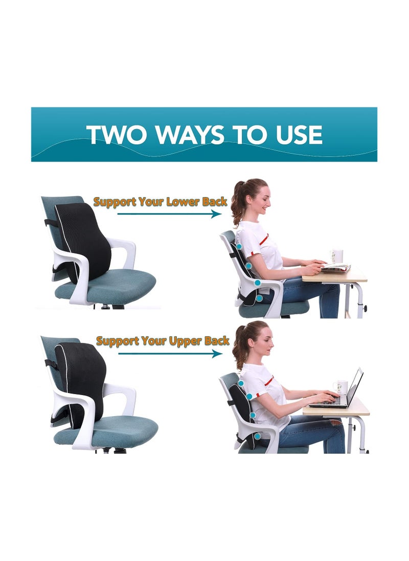 Memory Foam Lumbar Support Pillow Ergonomic Designed for Back Pain Relief and Correct Posture