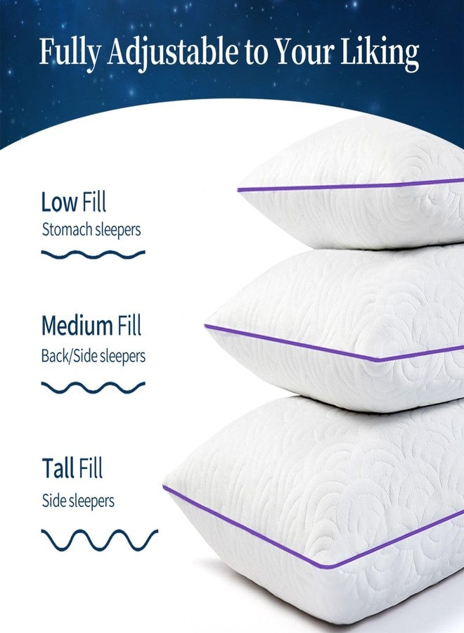 MOLCLCUY Memory Foam Pillows King Size Set of 2 Adjustable Cool Pillow for Side Back Stomach Sleepers Luxury Gel Pillow with Washable Cover - Image 4
