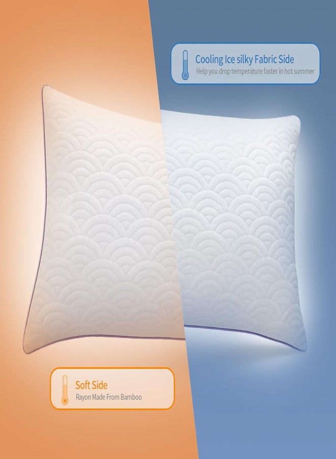 MOLCLCUY Memory Foam Pillows King Size Set of 2 Adjustable Cool Pillow for Side Back Stomach Sleepers Luxury Gel Pillow with Washable Cover - Image 2
