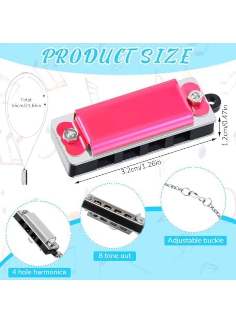 8 Pcs Mini Harmonica Necklace Cute 4 Hole 8 Tone Necklace Adorable Adults Kids Harmonica Portable Music Party Favors Music Instrument, 8 Colors - Image 2