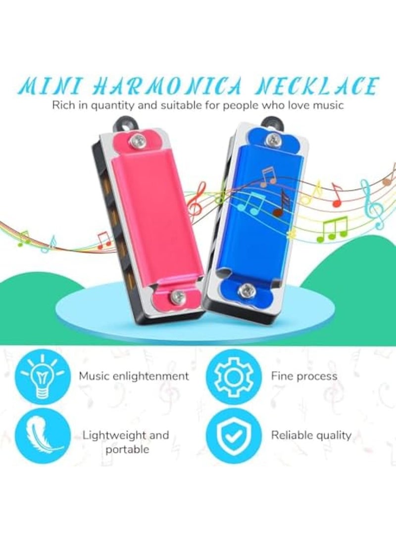 8 Pcs Mini Harmonica Necklace Cute 4 Hole 8 Tone Necklace Adorable Adults Kids Harmonica Portable Music Party Favors Music Instrument, 8 Colors - Image 3