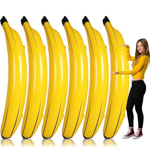 Hollowfly 6 Pcs 70 Inch Giant Inflatable Banana PVC Toy Game Bachelorette Party Decoration Balloons Fun Inflatable Banana Props for Pool Swimming Party Favors Supplies - Image 1