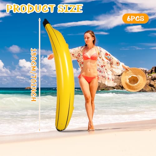 Hollowfly 6 Pcs 70 Inch Giant Inflatable Banana PVC Toy Game Bachelorette Party Decoration Balloons Fun Inflatable Banana Props for Pool Swimming Party Favors Supplies - Image 5