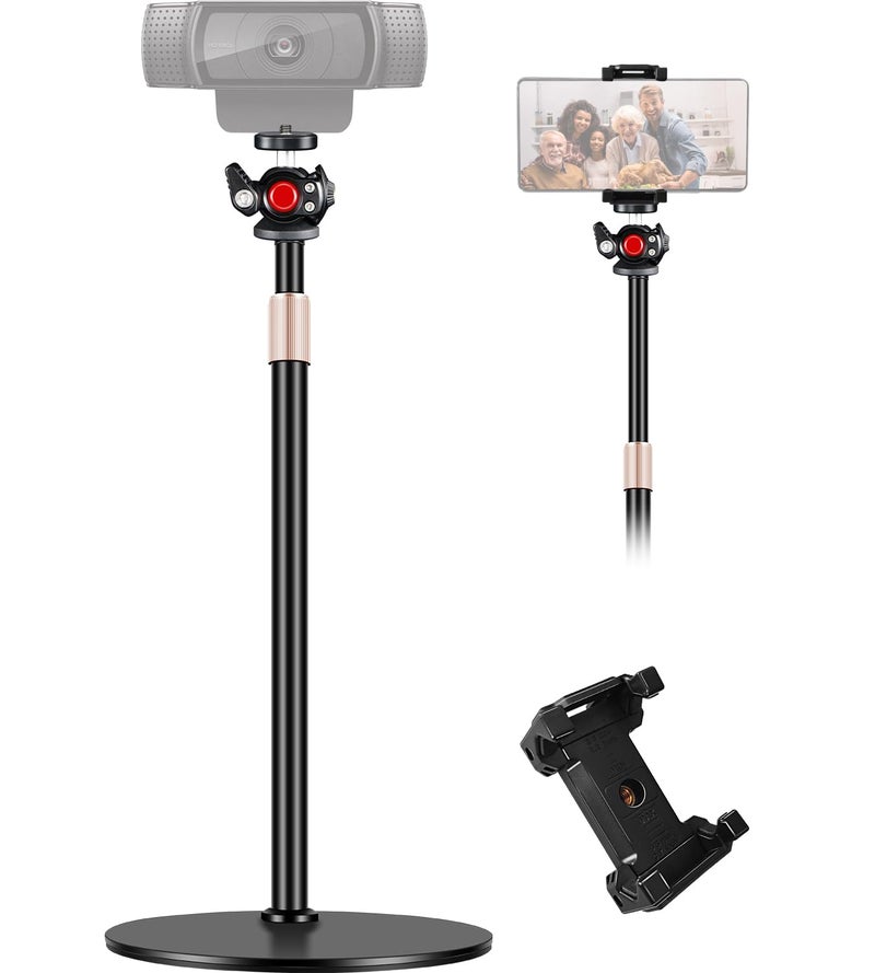 Etour Webcam Stand for Desk, Raise Height Desktop Stand with Adjustment for Logitech Webcam C920 C922 BRIO, 360°Rotatable Ballhead Desktop Tripod for Live Streaming/Video Calling with 1/4" Thread - Image 1