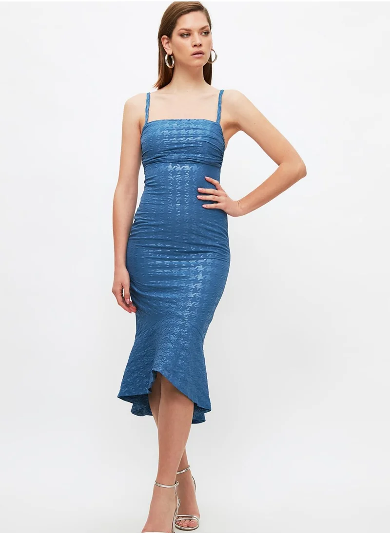 trendyol Shirred Jacquard Dress