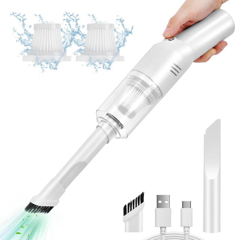 Auloea Wireless Mini Car Vacuum Cleaner400g Portable RechargeableHandheld Vacuums Mini but Mighty Dust Busters Cordless RechargeableHand Held Vac for CarDesk V06white