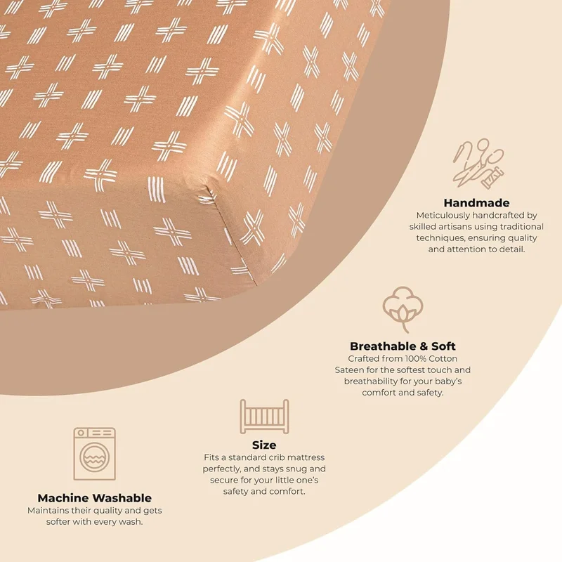 كرين بيبي Crane Baby Kendi Crib Sheet in Copper Dash