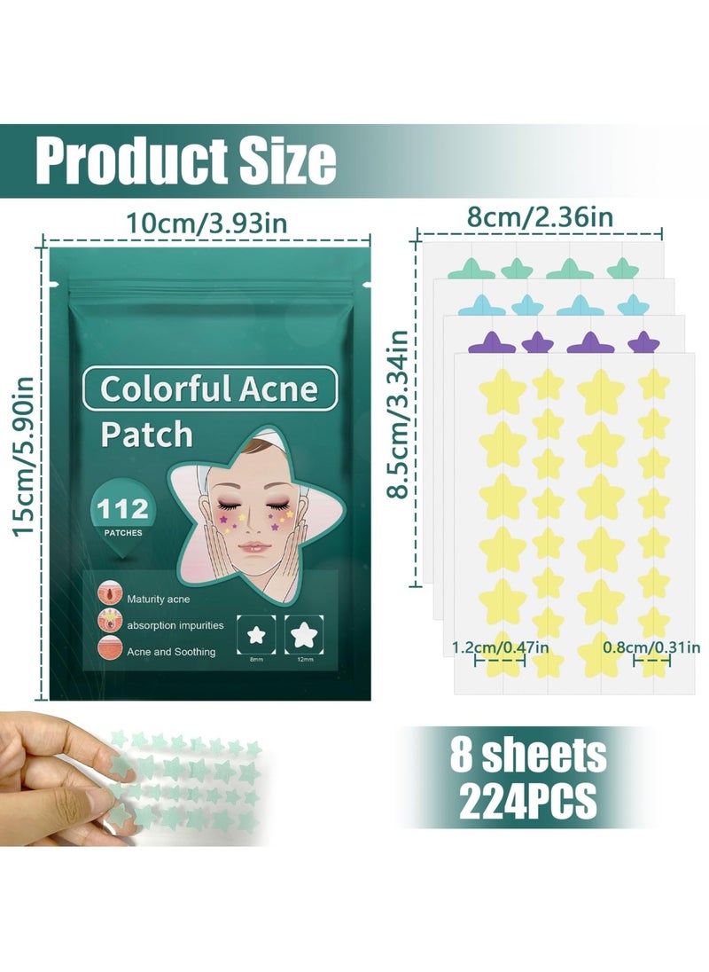 Y&D 2 Pack Pimple Acne Patches, Star-shaped Absorbing Cover Patch Hydrocolloid Spot Dots Stickers for Acne, Blemish, Pimples, Whiteheads Zit (224 Pcs)  - Image 2
