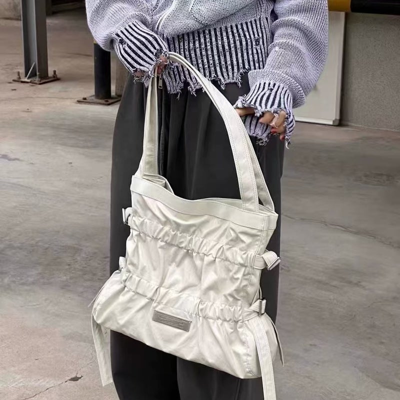 Korean Pleated Drawstring Bow Armpit Bag - Image 2