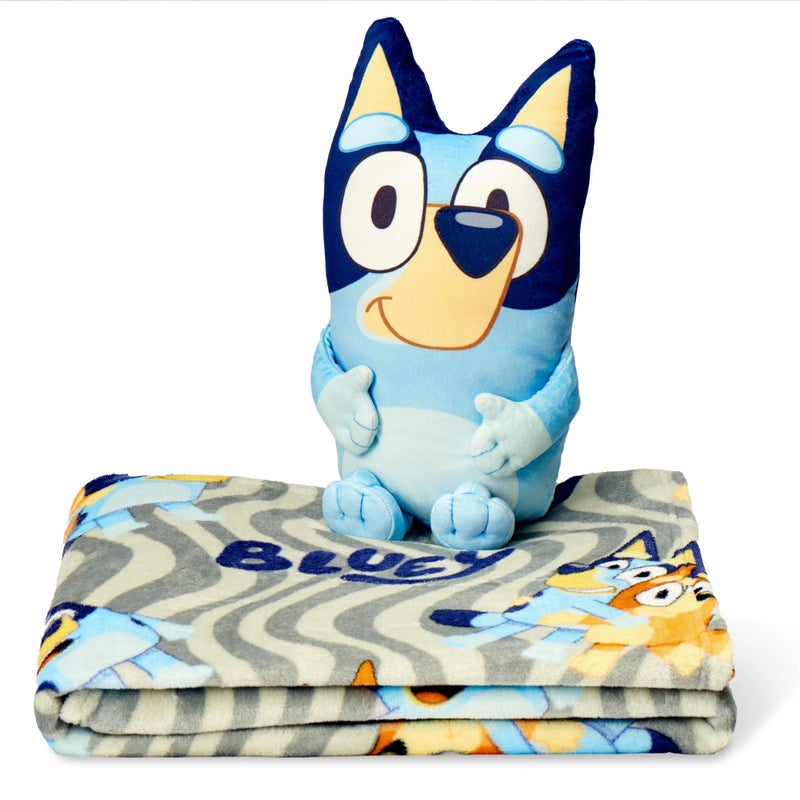 Northwest Bluey Throw & Plush Hugger Set, 50"x60" Silk Touch Blanket with 3D Character Pillow â€“ Soft, Cozy Blanket for Kids and Toddlers - Image 1
