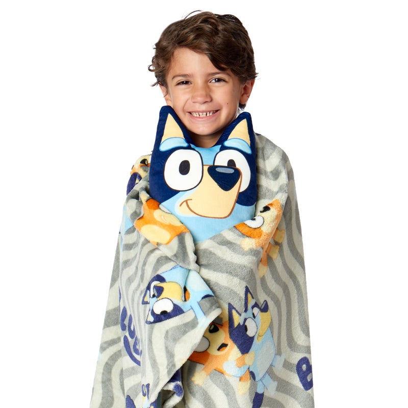Northwest Bluey Throw & Plush Hugger Set, 50"x60" Silk Touch Blanket with 3D Character Pillow â€“ Soft, Cozy Blanket for Kids and Toddlers - Image 2