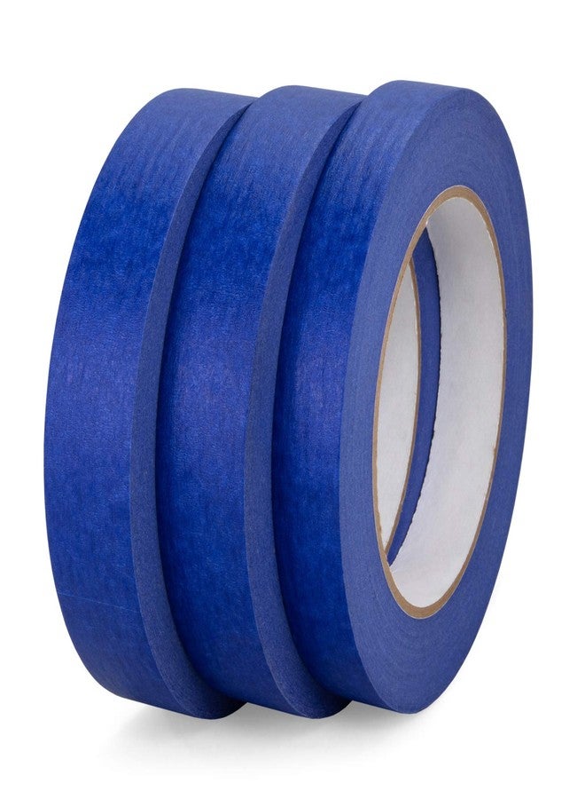 IDL Packaging شريط لاصق أزرق للدهان من IDL Packaging، مقاس 3/4 بوصة × 60 ياردة، مصنوع من المطاط الطبيعي (عبوة من 3 لفات) - لحماية الخطوط الحادة والأسطح - سهل الإزالة ولا يترك أي بقايا - Image 1