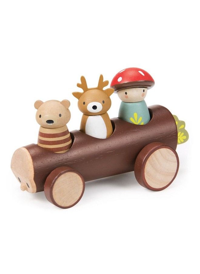 Tender Leaf Toys - Timber Taxi Wooden Log Shaped Push Vehicle With 3 Removeable Characters Openended Play Toy Explore Roleplay And Imagination For Boys And Girls Age 18M+ - Image 1