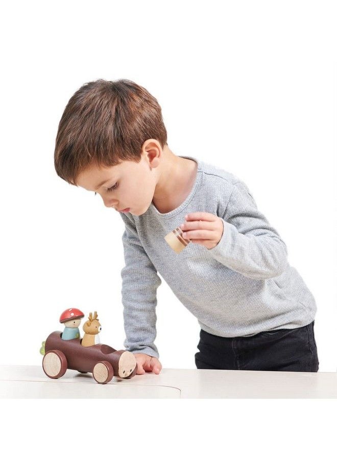 Tender Leaf Toys - Timber Taxi Wooden Log Shaped Push Vehicle With 3 Removeable Characters Openended Play Toy Explore Roleplay And Imagination For Boys And Girls Age 18M+ - Image 1