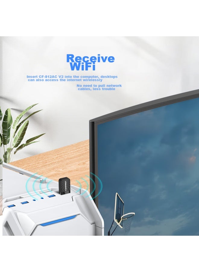 Comfast Cf-812ac Dual-band 1300m Gigabit Usb Wireless Network Adapter For Desktop And Laptop Computers, Wifi Receiver And Transmitter - Image 4