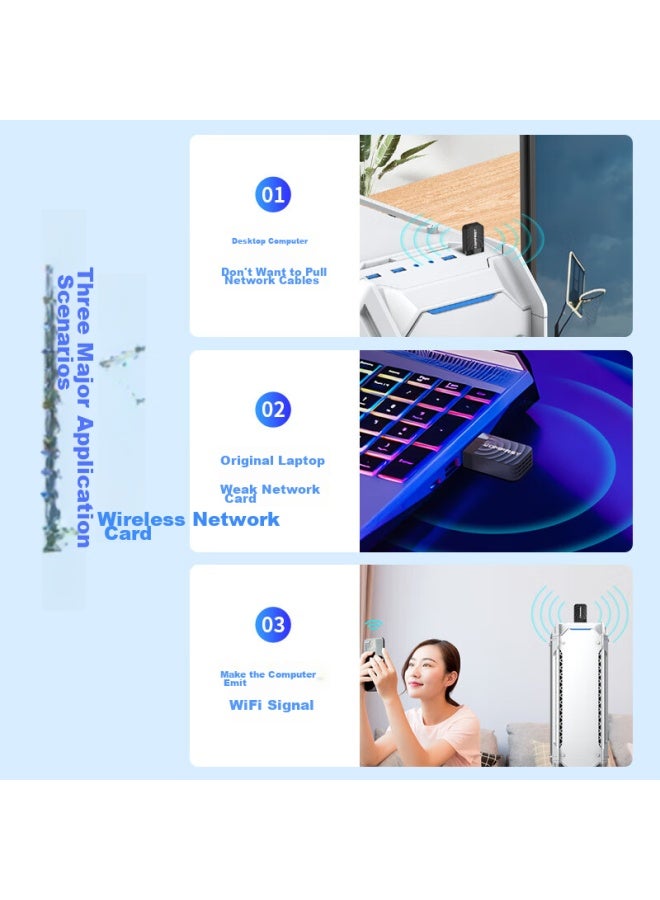 Comfast Cf-812ac Dual-band 1300m Gigabit Usb Wireless Network Adapter For Desktop And Laptop Computers, Wifi Receiver And Transmitter - Image 2