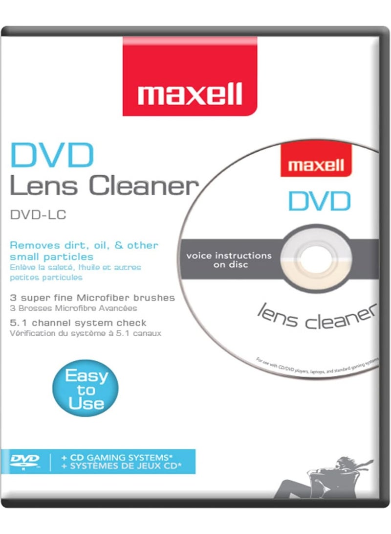 Maxell Maxell – 190059, DVD Lens Cleaner with Microfiber Brush System - for Optimal Cleaning, Remove Dust Oil, Small Particles – Compatible with All DVDs, PC, Xbox/xbox360 & Ps1/2 Gaming Systems - Image 1