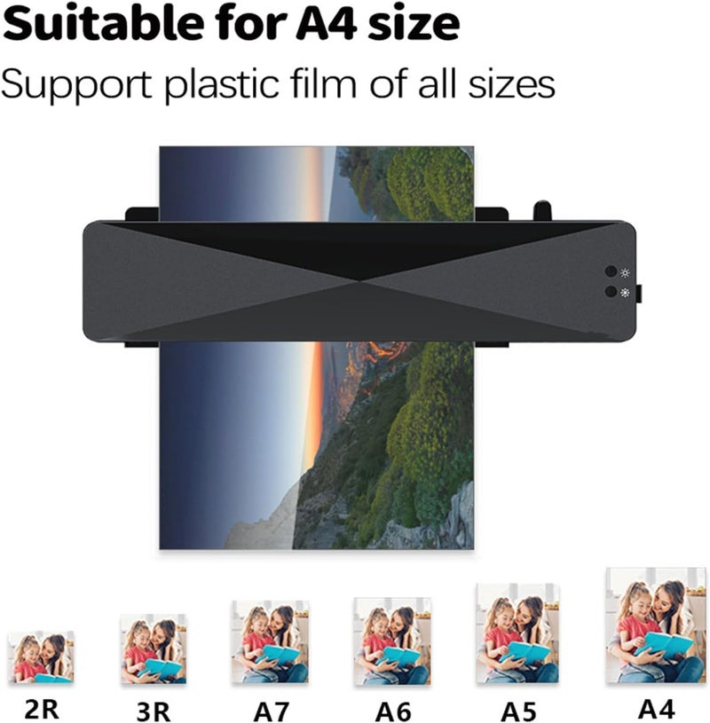 SKY-TOUCH Laminating Machine,Desktop Portable A4 Laminator,With Hot And Cold Settings,Quick Warm-Up And No Bubbles With A4/A5/A6-15 Laminator Pouches,For Home Office, School,332*91*66Mm - Image 3
