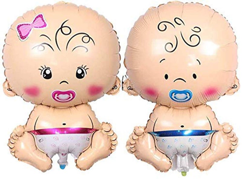 SOI (Pack of 2) 27 inch Baby Shower Mylar Foil Balloons Boy & Girl Shape Big Balloon Birthday Party Baby Shower Decoration Material (Baby (Boy & Girl)) - Image 5