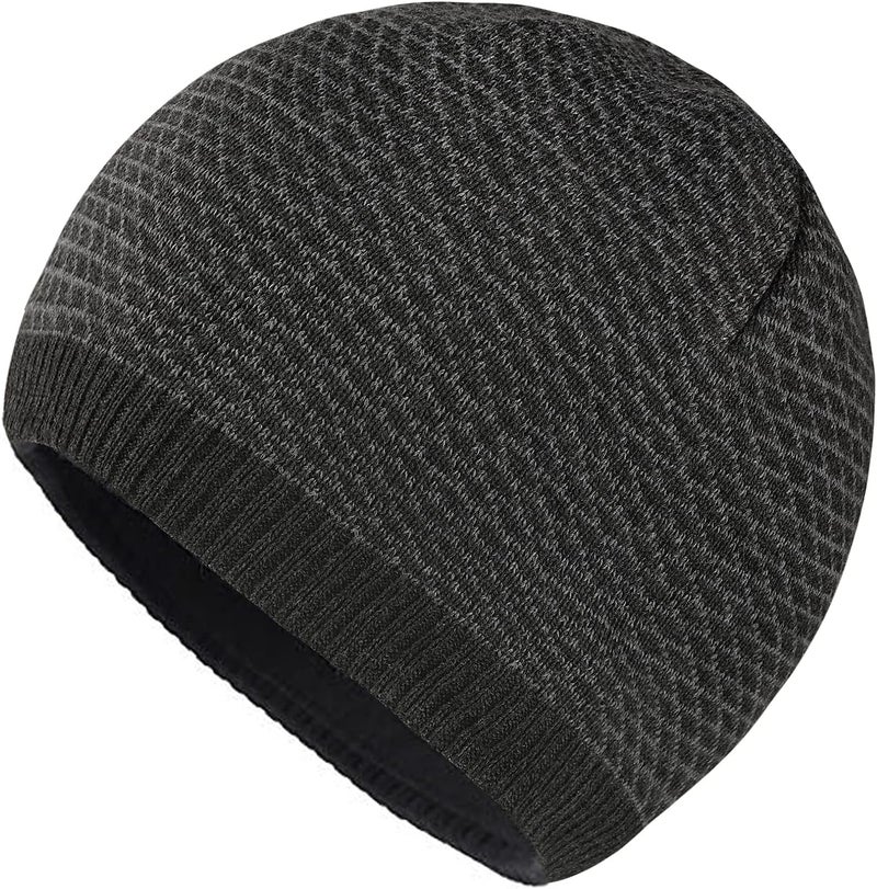 OMECHY Mens Winter Warm Knitting Hats Plain Skull Beanie Cuff Toboggan Knit Cap - Image 1