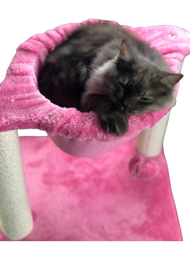 2-in-1 Cat Bed & Scratcher – Handmade Durable & Safe Cat Lounger – All-Season Indoor Cozy Rest & Play Zone – Easy to Clean – Suitable for All Cat Sizes (Pink & White) - Image 3