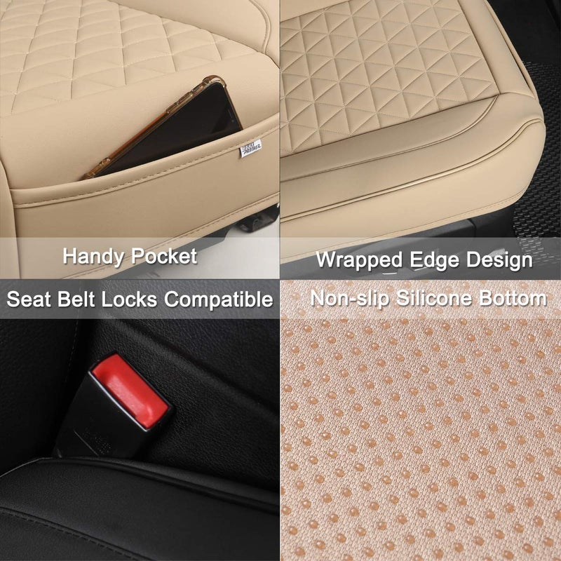 Black Panther Luxury Polyvinyl Car Seat Cover Front Bottom Seat Cushion Cover, Anti-Slip and Wrap Around The Bottom, Fits 95% of Vehicles - 1 Piece,Beige - Image 5