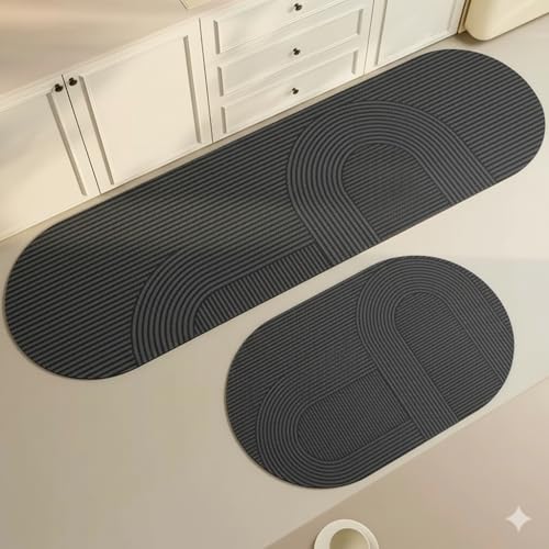 PRECHANA 2 Pcs Kitchen Mats, Waterproof Memory Foam Kitchen Rugs, Standing Desk Mat Floor Mats, Comfort Runner Rug Carpets for Kitchen Floor, Sink (120 * 40 cm, 40 * 60 cm) (D NO. 5) - Image 1