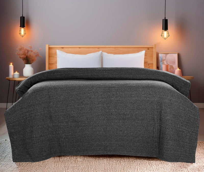 CHANDRAVATI Woollen Blanket Super Soft Single Bed Blankets for Heavy Winter || Use Advance Technology That Make 2X Warm & Light Weight Than Old Heavy suffocated Blanket ||150x225cm || Charcoal Grey. - Image 4