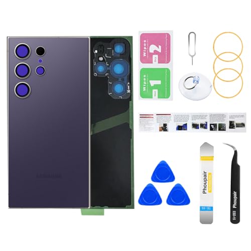 Phoupair Back Glass Replacement for Samsung Galaxy S24 Ultra with Professional Repair Tool Kit (Titanium Violet) - Image 1