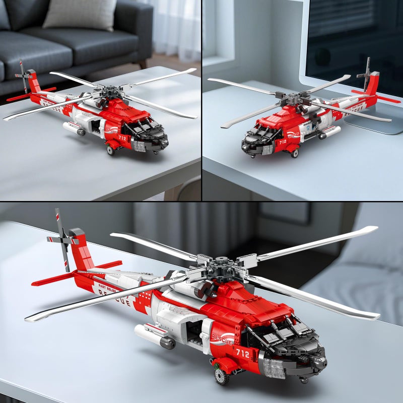 Reobrix HH-60J Rescue Helicopter Building Set,Military Army Helicopter Toy Aircraft Model Kit,Airplane Building Bricks 33026,Plane Model Collectible Home Decor,Gifts for Adults Boys Kids 14+,1093 PCS - Image 3