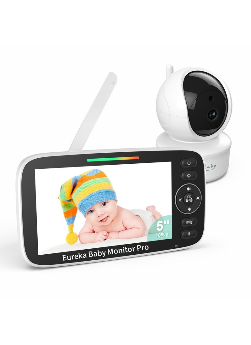 Eureka Baby Eureka Baby Monitor Pro: 5" HD | 355° Pan-Tilt & 4X Zoom Camera | FHSS Secure Connection | 22hr VOX Mode | Smart Night Vision | No WiFi Needed  - Image 1