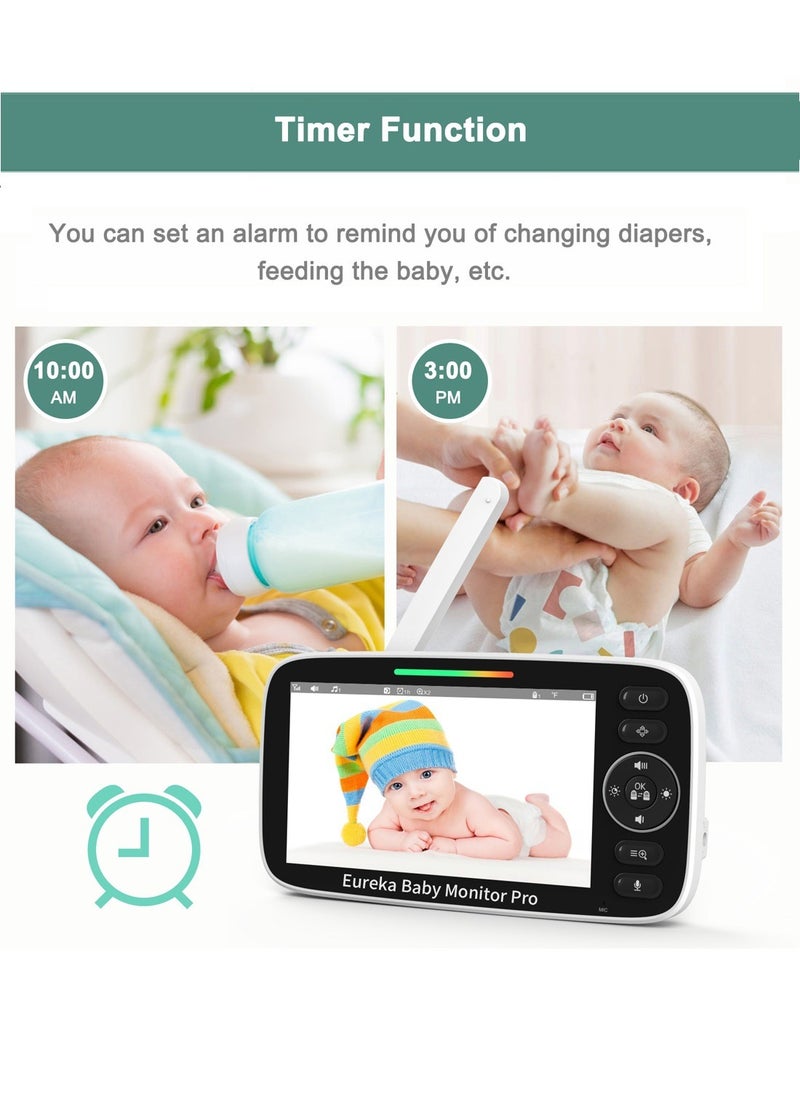 Eureka Baby Eureka Baby Monitor Pro: 5" HD | 355° Pan-Tilt & 4X Zoom Camera | FHSS Secure Connection | 22hr VOX Mode | Smart Night Vision | No WiFi Needed  - Image 3